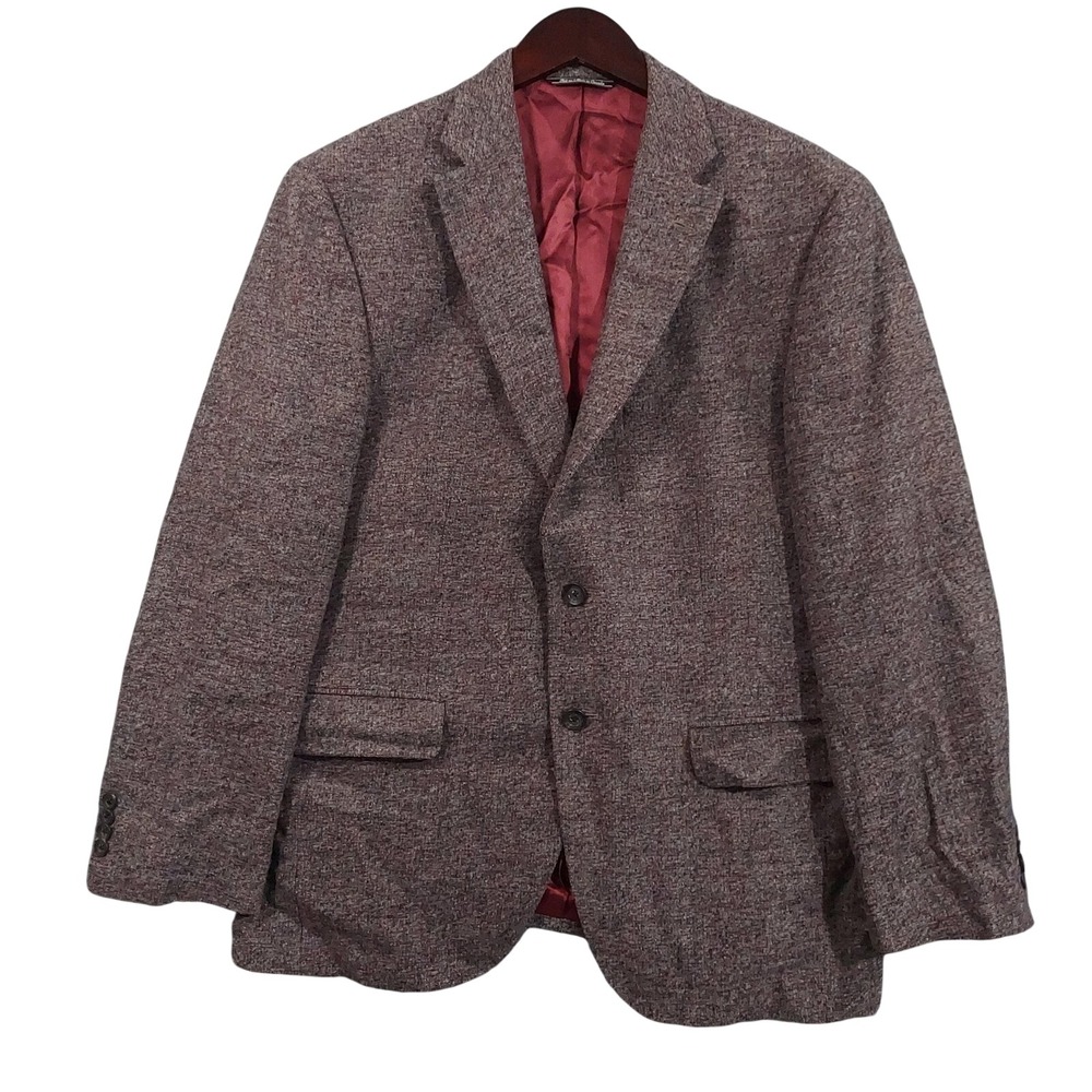 Jack Victor Blazer Sport Coat Mens 42R Brown Wool Tweed Super 110s Fabric Italy